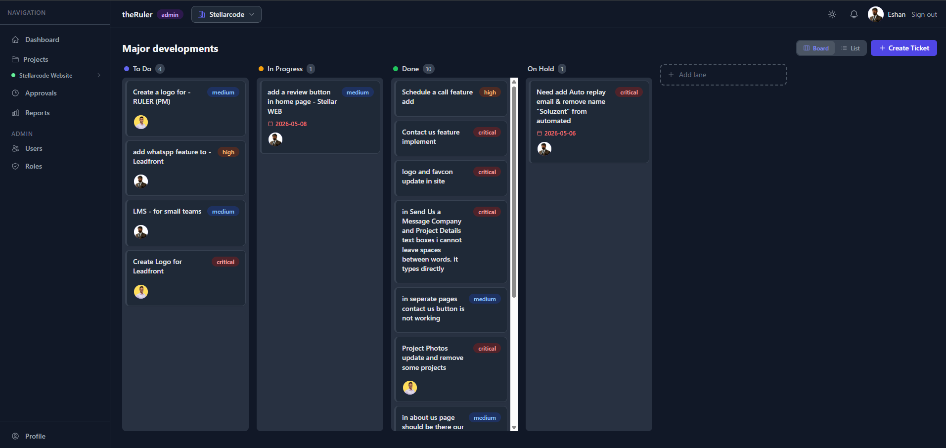 theRuler dashboard preview